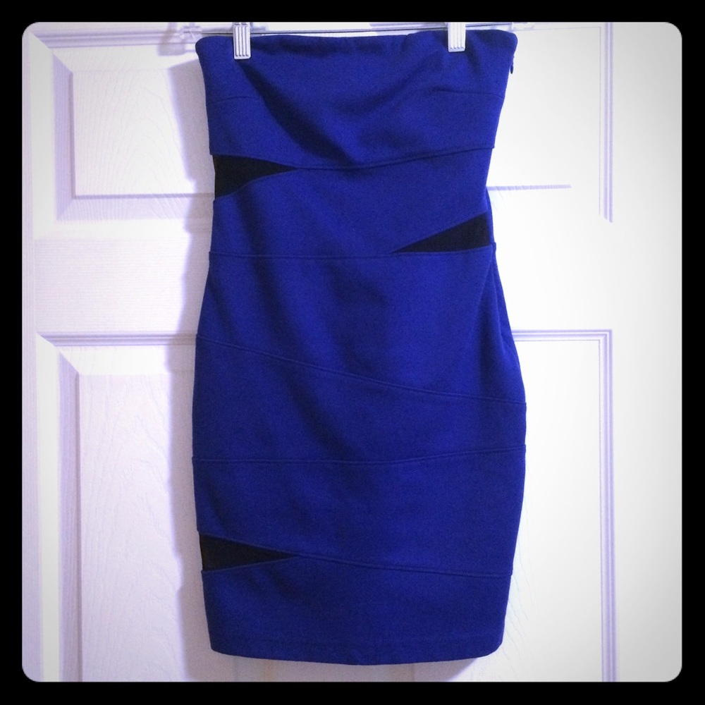 Navy & sheer black fitted dress